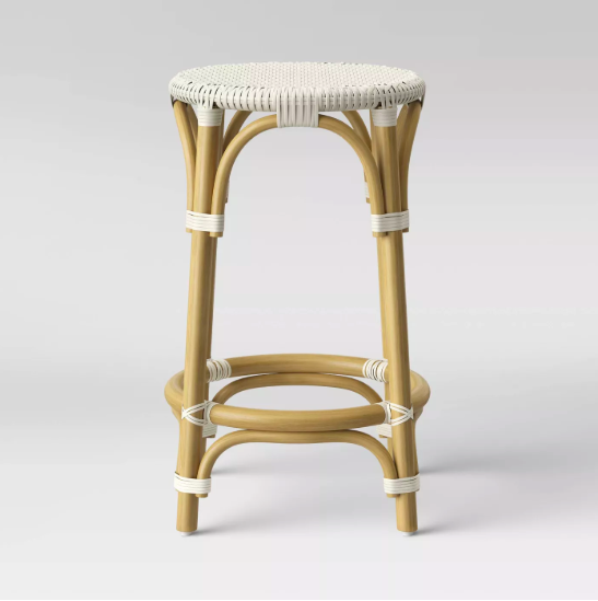 Backless Woven Counter Stool 